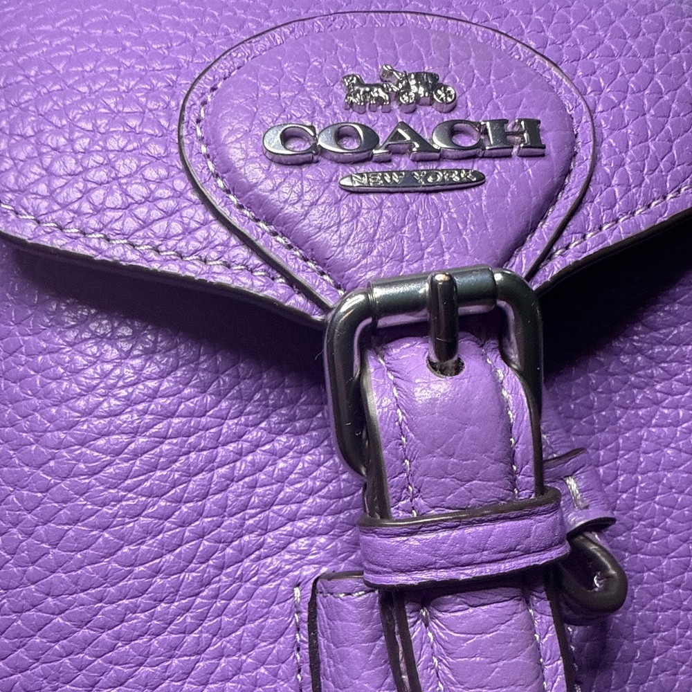 NWT COACH Pebbled Leather Mini Amelia Convertible Backpack Purple/Lilac - Picture 7 of 9
